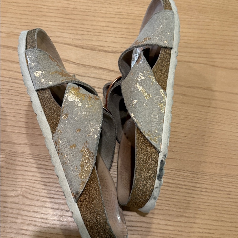 Birkenstock metallic leather slides size 7 - Picture 4 of 4